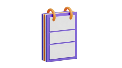 3D Purple Spiral Notebook with Three Blank Pages