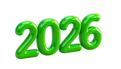 Shiny green 2026 digits against a black background