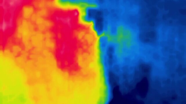 The movement of people in the streets, crowds of people and hustle during rush hour. Image from thermal imager device.