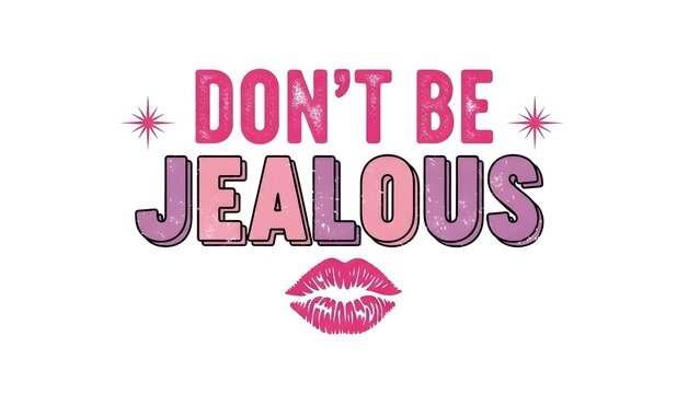 Valentine day special don't be jealous typography with lip print