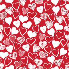 Seamless Valentine's Day pattern with hand-drawn hearts. A repeating vector illustration perfect for February 14 projects, romantic packaging, scrapbooking, or textile design.