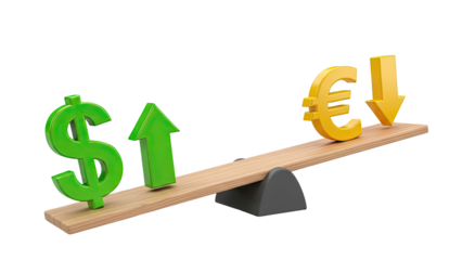Dollar Up, Euro Down on Seesaw