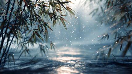 Serene bamboo grove in winter