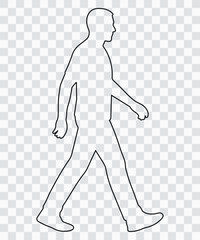 Walking Person Silhouette | Male Human Outline Icons, Side View Motion Figures & Minimalist Pedestrian