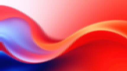 Vibrant wavy lines in red, orange, and blue hues create dynamic visual effect
