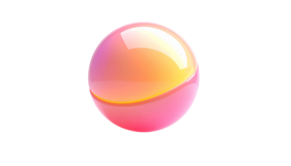 A glossy sphere gradienting from pink to yellow, set against a black backdrop