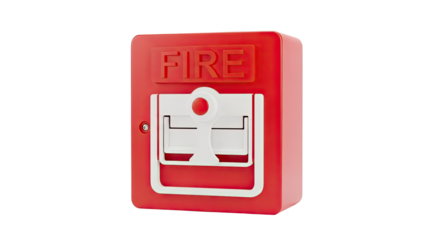 Red Fire Alarm Station with White Handle