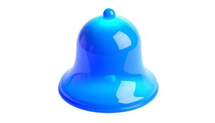 A glossy, blue, bell-shaped object against a stark black backdrop