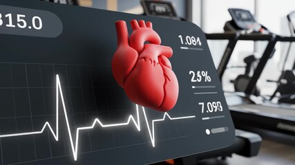 Heart Animation Shows Workout Progress on Treadmill Display Screen - Powered by Adobe