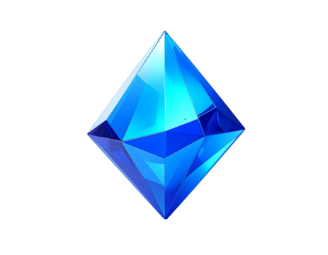 A brilliant blue geometric jewel, set against a stark black background - Powered by Adobe