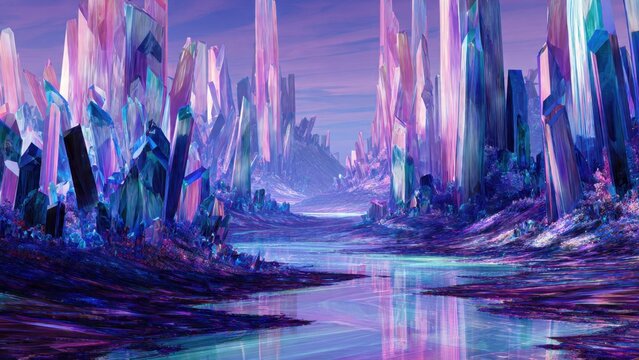 Crystal landscape with river
