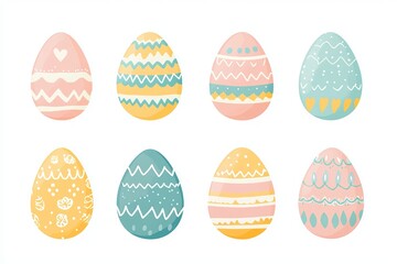 Charming Springtime Decorations, Colorful Easter Egg Collection with Joyful Designs and Pastel Hues
