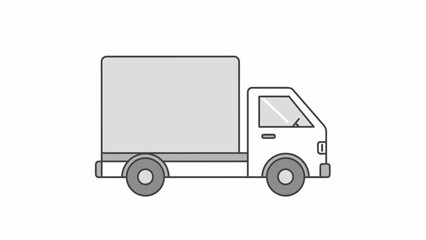 Fototapeta premium Simple Line Drawing of Delivery Truck.