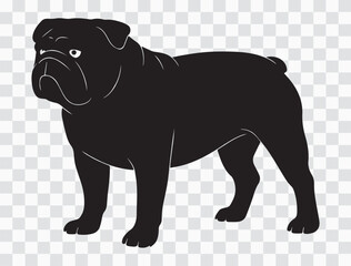 Bulldog Silhouette English Bulldog Icons, Strong Canine Breed Graphics & Loyal 