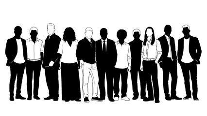 Diverse Group of Professionals Standing Together in a Formal Setting