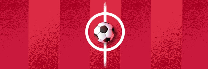 Soccer banner background with football on field, modern sports design