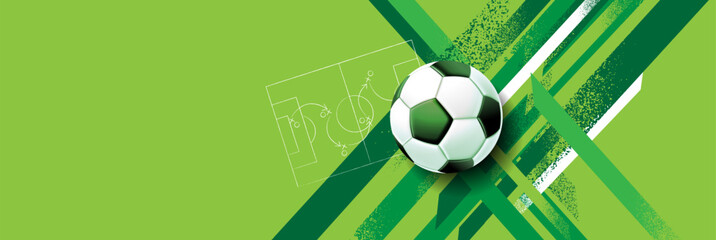 Soccer banner background with football on field, modern sports design