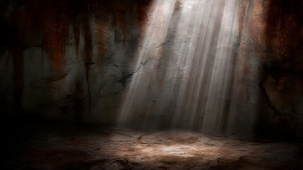 Sunlight streaming through cave opening