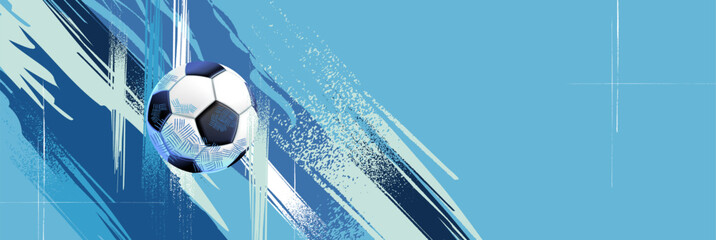 Soccer banner background with football on field, modern sports design