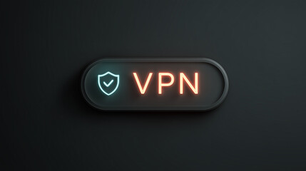 Secure VPN connection icon glowing on dark background for online privacy and data protection concept