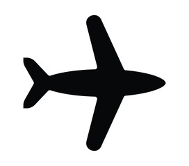 Black Silhouette of an Airplane Flying in a Clear Sky with No Clouds