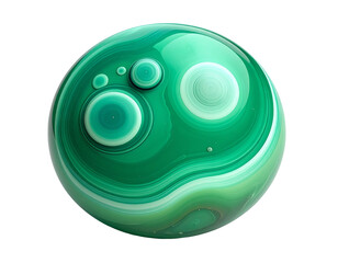 Swirling malachite sphere glows, displaying concentric patterns, dark background