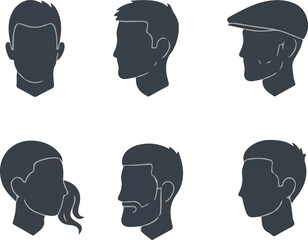 Female and Male Head Silhouettes | Human Profile Icons, Black Outline Figures