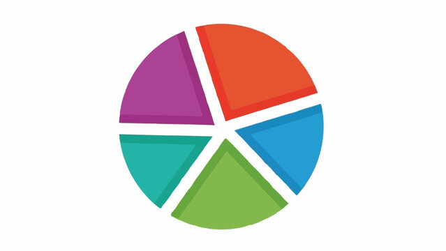 Five-segment pie chart with vibrant, unequal slices, graphic representation
