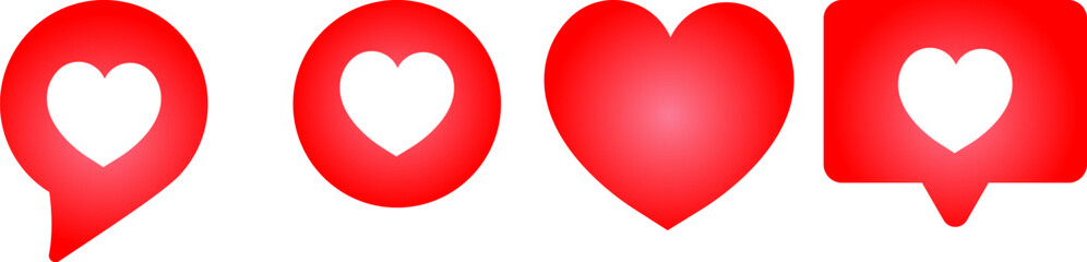 A vibrant collection of diverse red heart icons 