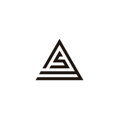 Letter s in 3, triangle geometric simple symbol logo vector
