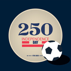 USA Independence Day 250 Anniversary Soccer Vector Emblem