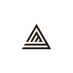 Letter M in 3, triangle geometric simple symbol logo vector