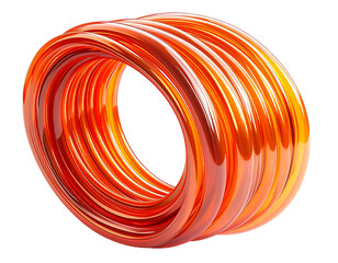 A vibrant, swirling ring of orange-red, glossy, tubular forms