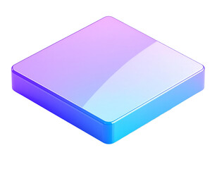 Isometric, glossy, light reflecting square, shades of blue and purple
