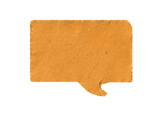 Brown paper bubble. Blank brown cut out cardboard paper speech bubble.