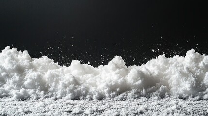 Snow falling intensely against dark background with heavy flakes