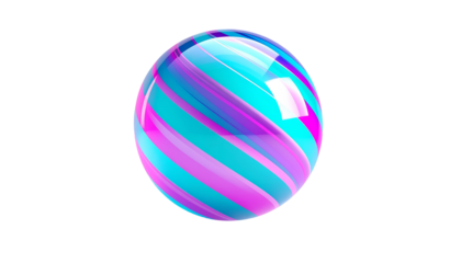 Glossy Easter egg with swirling cyan and magenta stripes on black