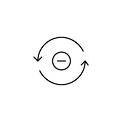 Minus in renew arrows. Updates cancelled, refresh unavailable. Pixel perfect, editable stroke vector icon