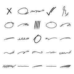 Hand Drawn Marker Doodle Line Elements Set