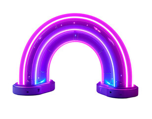 A neon archway with purple and pink glowing lights, modern aesthetic