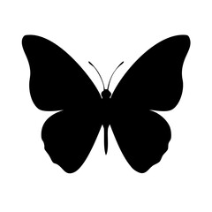 Symmetrical Butterfly Silhouette Vector Icon Isolated on White Background for Nature and Beauty Design