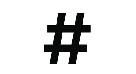 Obraz premium Bold black hashtag symbol on a white background representing social media and digital communication concepts with a minimalistic design emphasizing