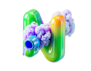 Vivid, gradient "N" with spilling paint and vibrant smoke effects