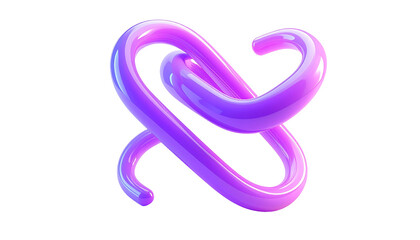 Glossy, interconnected, lavender and blue, looping form against black