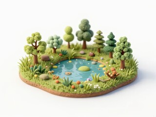 wetland zone, ecosystem recovery concept, isolated on white background
