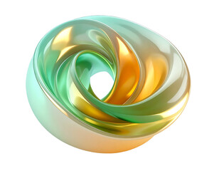 Twisted, iridescent form with smooth curves and a central void