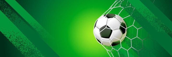 Soccer banner background with football on field, modern sports design