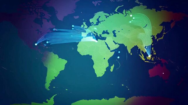 world map on blue background