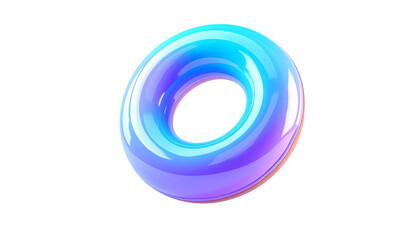 Glossy, iridescent torus floats against a black background