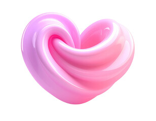 A vibrant, glossy heart shape formed by a spiraling ribbon